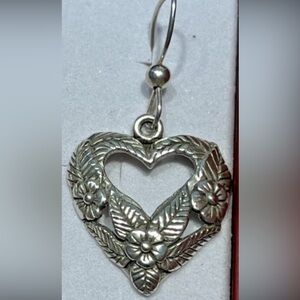 Sterling silver Heart Floral Earrings